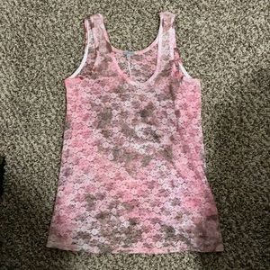Charlotte Russe Pink floral lace tank top